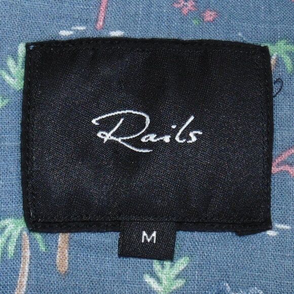 RAILS Shirt, M, Carson, Blue,  Palm Trees/Umbrellas, Buttons, Pocket - Picture 12 of 16